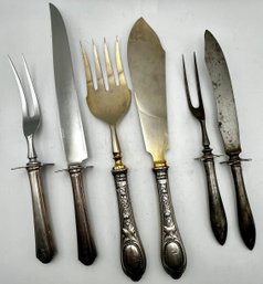 Three Sets Vintage Serving Silver Plate, 800 Silver, Sterling Silver