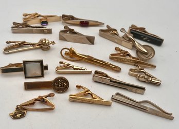 Vintage Gold Tone Tie Clips- Snap-on Tool