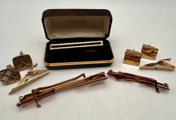 Lot Of Cuff Links & Tie Clip Sets - Sword Clips- Avon Tie Clip