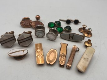 Mixed Antique Lot Cuff Links & Clips