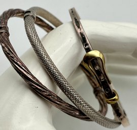 Lot Of 3- Marked 925 Hinged Bangle Bracelets