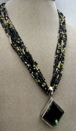925 Sterling Cased Pendant On Beaded Necklace