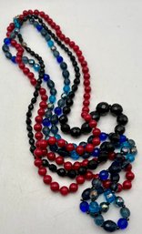 Lot Of 3 Vintage Glass Bead Necklaces