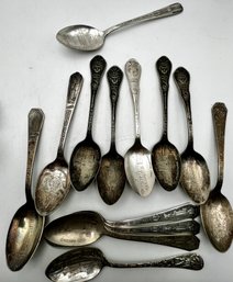13 Silver Plate Souvenir Chicago 1933 Spoons