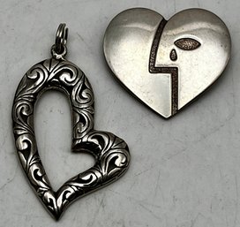 Sterling Heart Pendant & Sterling Pin