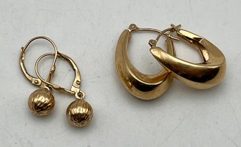 14K Gold Earrings 2 Pair