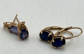 14k Gold  Blue Stone -Sapphire- Stone