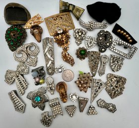 Lot Of Vintage Antique Clips (38) Clips & Single Shoe Clips