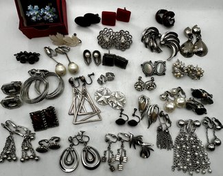 32 Pair -Silver Tone Clip Screw Earrings -denton China Pair