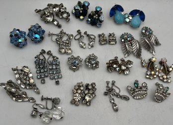 Clip Screw Sparkle Silver Tone Earrings  16 Pairs