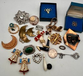 Vintage Pin Lot -gold Filled, Copper, Avon In Boxes