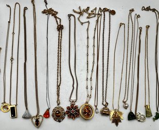 Gold Tone Chain & Pendant Necklaces