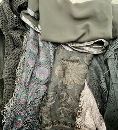 Dressy Black, Silver Scarves, Wraps, Cape V Scarves