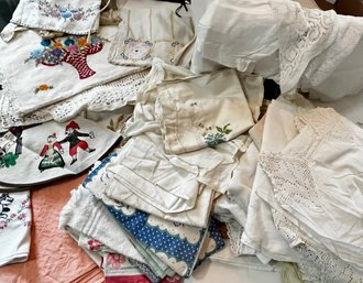Mix Of Vintage Linens Box Lot