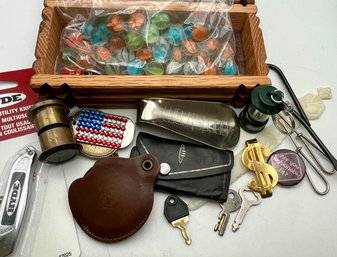 Wood Box And Contents - Random Fun Mix