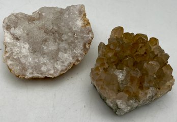 Smoky Quartz Crystal Cluster & White Quartz Geode