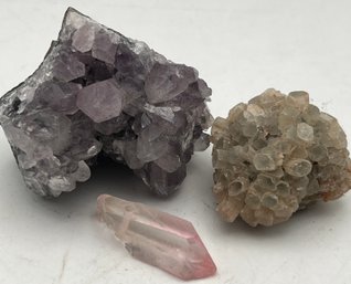 White Aragonite, Crystal, Amethyst