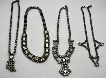 Lot Of 4 Rhinestone Necklace Lot