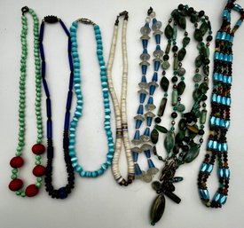 7 Necklaces Natural, Glass, Clay & Stone