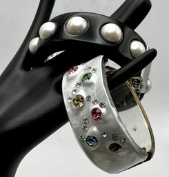 2 Vintage Hinged Bangle Bracelets