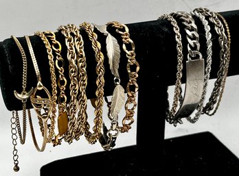 14 Bracelets Mix Gold Tone & Silver Tone