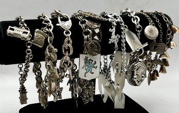 Silver Tone Charm Bracelet Lot