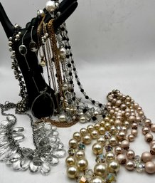 Necklace Lot Pearl Crystal & Other