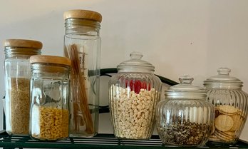 2 Sets Of Glass Jar Canisters 3 Each Style