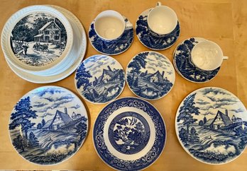 Mix Blue On White Dishes-japan, Blue Willow, Royal China