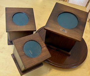 Vintage Wood Canisters And Lazy Susan