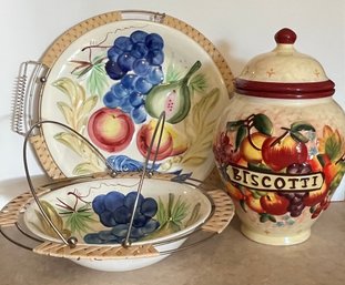 3 Decorative - 2 Japan 1 Nonnis Hand Painted Biscotti