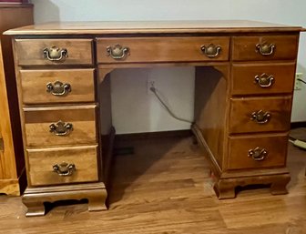 Ethan Allen 8 Drawer Maple Desk