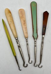 Antique Button Hooks Lot Of 5