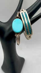 Vintage Turquoise Hinged Bangles