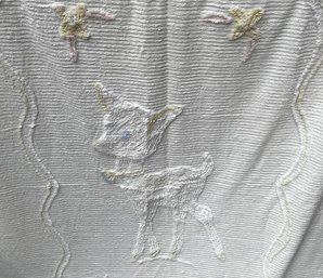 Vintage Chenille Toddler Size Bedspread Fawn Baby Deer