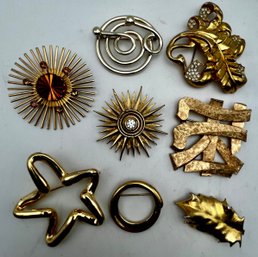 Lot Of Vintage Gold Tone Pins - Napier, Monet, SC