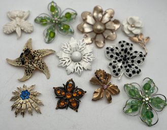 Flower Pins Vintage Lot Of 11