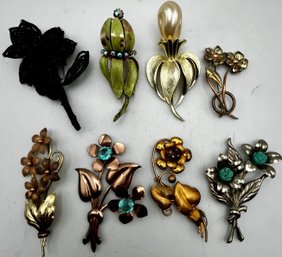 Vintage Long Stem Flower Pins Lot