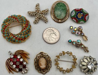 Vintage Pin Lot Micro Mosaic, Gold Filled, Other
