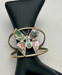 Vintage Butterfly Cuff Bracelet Inlay MOP