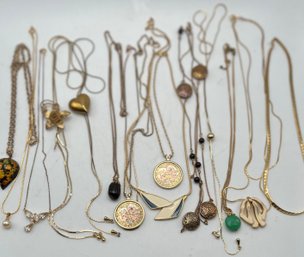 Gold Tone Chain Necklaces (15)