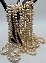 Pearl Necklace Lot - Majorica 925, 14K G