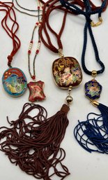 Cloisonn Locket & Pendant Necklace Lot