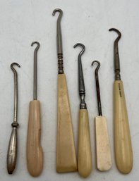 Lot Of 6 Small Button Hooks