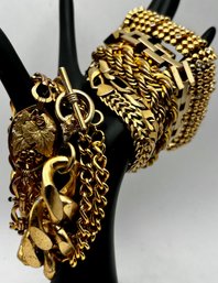 Gold Tone Link Clasp Bracelets