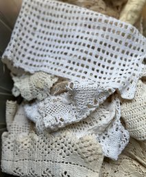 Tote Of Mixed Crochet - Doilies, Runners & Other