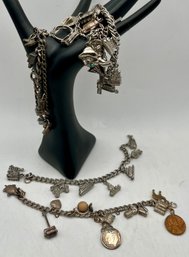 Silver Tone Charm Bracelets Lot