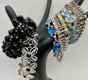 Silver Tone Rhinestone Sparkly Bracelets