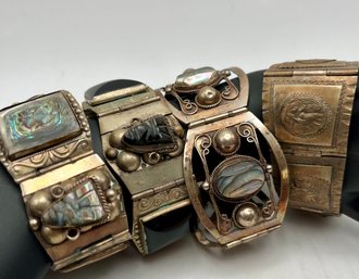 Sterling & Alpaca Mexico Bracelets MOP & Onyx