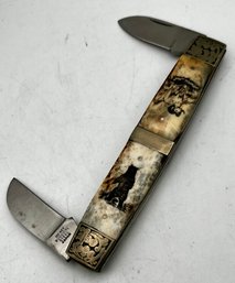 VintageUnited Cutlery -UC 427  Double Blade Scrimshaw Knife